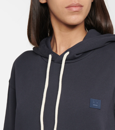 Shop Acne Studios Face Cotton Hoodie In Navy