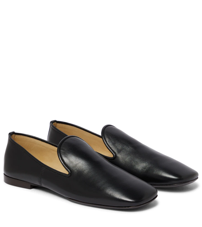 Shop Lemaire Leather Loafers In 999 Black