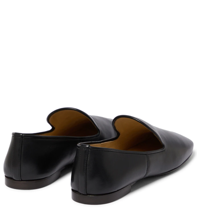 Shop Lemaire Leather Loafers In 999 Black