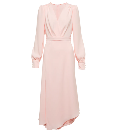 Shop Monique Lhuillier Asymmetric Midi Dress In Pale Pink