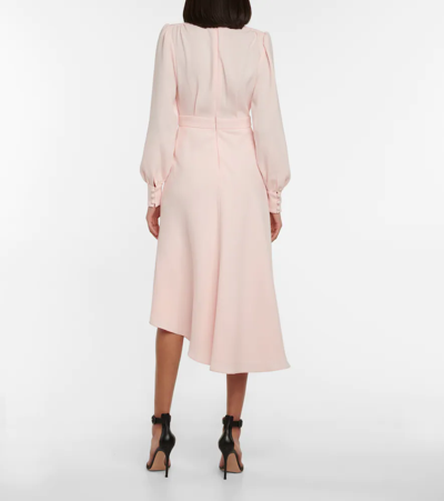 Shop Monique Lhuillier Asymmetric Midi Dress In Pale Pink