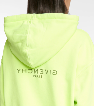 Shop Givenchy Logo Cotton Hoodie In Fluo Yellow