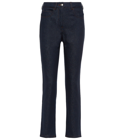 Shop Max Mara Peira High-rise Slim Jeans In Blu Marino