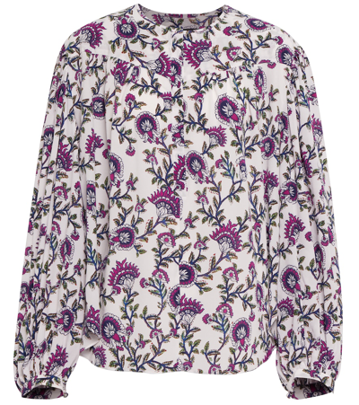 Shop Isabel Marant Brunille Floral Silk-blend Blouse In Ecru