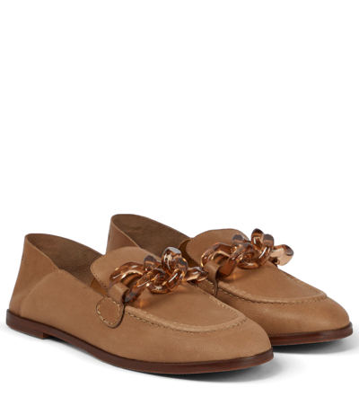 Shop See By Chloé Mahe Leather Embellished Loafers In Elah