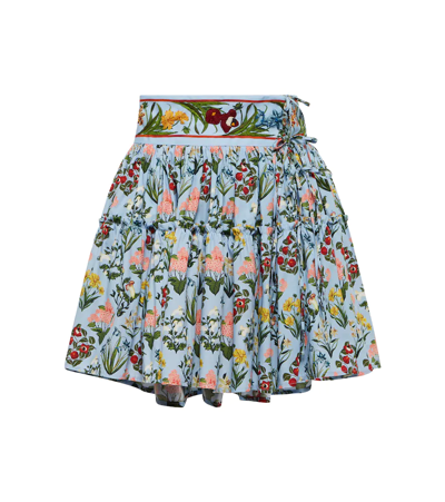 Shop Agua By Agua Bendita Grosella Floral Cotton Miniskirt In Dia