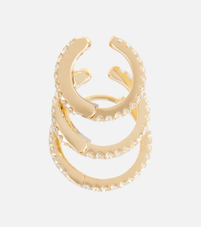 Shop Maria Tash Linked Pave Eternity 18kt Gold Stacked Ear Cuff With Diamonds In Yellow Gold