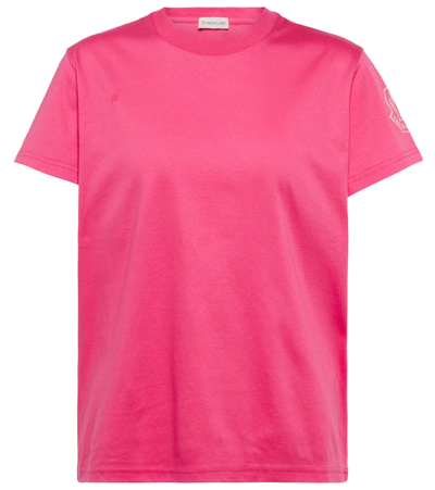Shop Moncler Cotton T-shirt In Pink