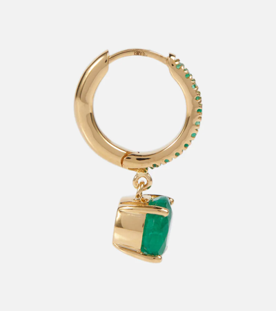 Ileana Makri Grass Seed 18kt Gold Hoop Earrings With Emeralds In Yellow Gold