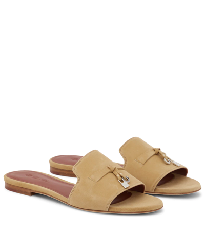 Shop Loro Piana Summer Charms Suede Sandals In Egypt Rock