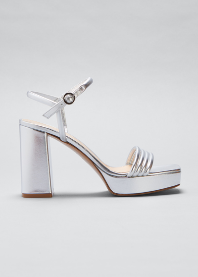 Shop Gianvito Rossi Lena Metallic Ankle-strap Platform Sandals In Silver