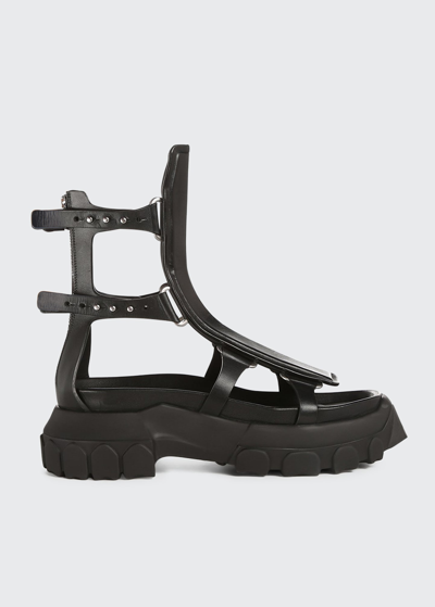 Shop Rick Owens Gladiator Lug-sole Platform Sandals In Black