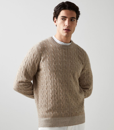 Shop Brunello Cucinelli Cashmere Cable-knit Sweater In Neutrals