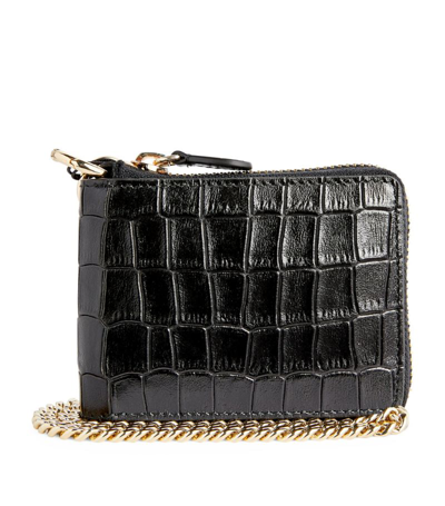 Shop Sandro Leather Croc-embossed Wallet In Black