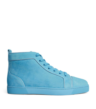 Shop Christian Louboutin Louis Orlato Suede High-top Sneakers In Blue
