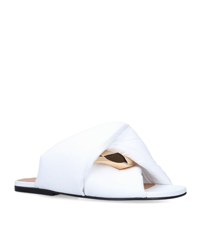Shop Jw Anderson Leather Twist-effect Slides In White