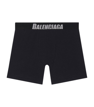 Shop Balenciaga Stretch-cotton Logo Boxer Briefs In Black