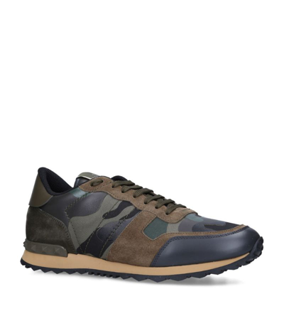 Shop Valentino Leather Camouflage Sneakers In Green