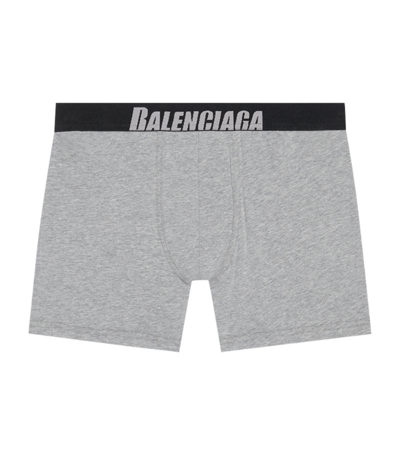 Shop Balenciaga Cotton Logo Boxer Briefs In Grey