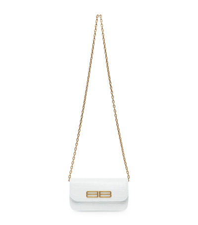 Shop Balenciaga Leather Gossip Cross-body Bag In White
