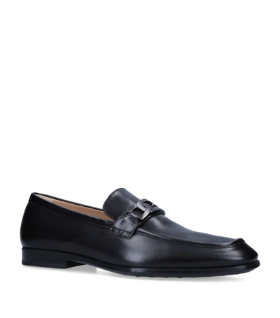 Shop Tod's Leather Chain-bit Loafers In Black