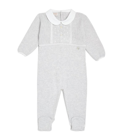 Shop Paz Rodriguez Cotton Embroidered All-in-one (0-12 Months) In Grey
