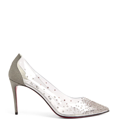 Shop Christian Louboutin Degrastrass Embellished Pvc-leather Pumps 85 In Silver