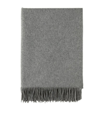 Shop Harrods Of London Cashmere Fringed Throw (140cm X 190cm) In Grey