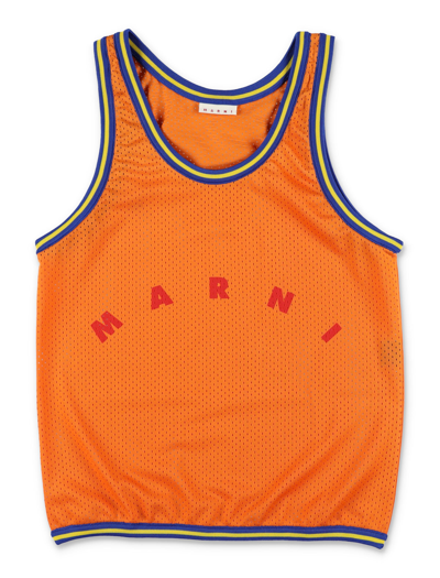 Shop Marni Basketball Style Top Handle Shopper Bag In Orange
