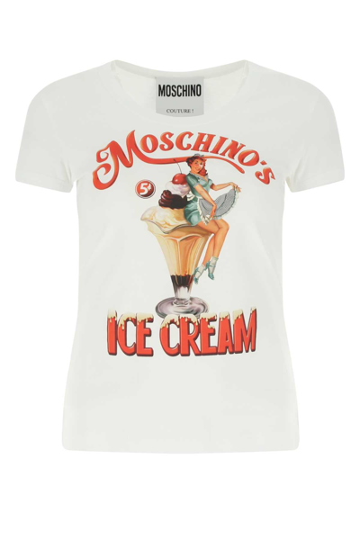 Shop Moschino Graphic Printed Crewneck T In White