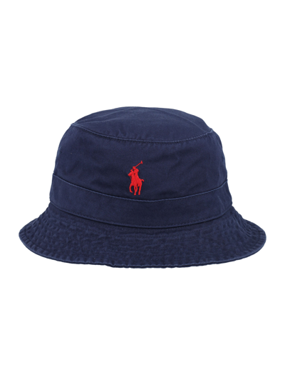 Shop Polo Ralph Lauren Logo Embroidered Bucket Hat In Navy