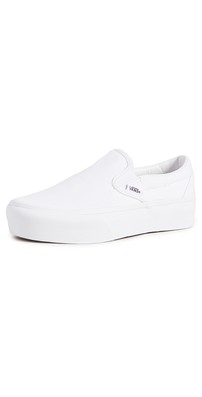 Vans Classic Slip-on Platform Triple White Sneakers In True White | ModeSens