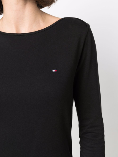 Shop Tommy Hilfiger Embroidered-logo Knit T-shirt In Schwarz