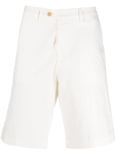 Shop Etro Linen Bermuda Shorts In Weiss