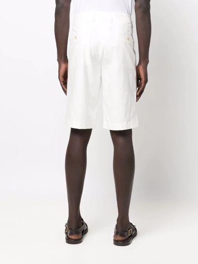 Shop Etro Linen Bermuda Shorts In Weiss