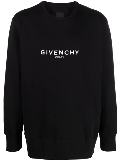 Shop Givenchy Logo-print Crew Neck Sweatshirt In Schwarz