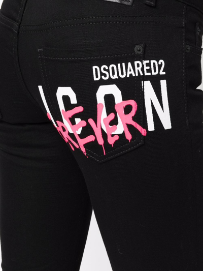 Shop Dsquared2 Logo-print Skinny Jeans In Schwarz