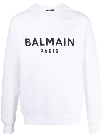 Shop Balmain Logo-print Sweatshirt In Weiss