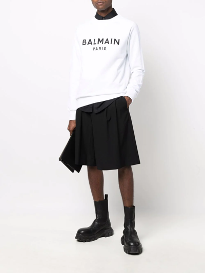 Shop Balmain Logo-print Sweatshirt In Weiss
