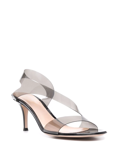 Shop Gianvito Rossi Metropolis 70mm Transparent Sandals In Grey