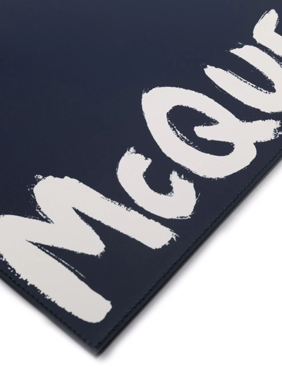 Shop Alexander Mcqueen Logo-print Clutch Bag In Blau