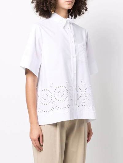 Shop P.a.r.o.s.h Short-sleeved Button-up Shirt In Weiss