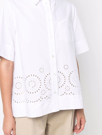 Shop P.a.r.o.s.h Short-sleeved Button-up Shirt In Weiss