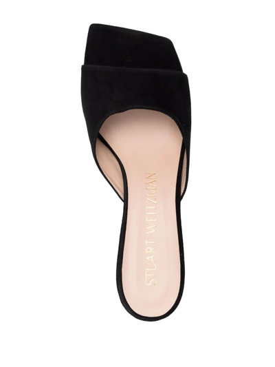 Stuart Weitzman Suede Square-toe Mules In Schwarz