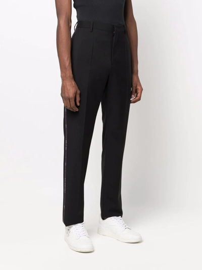 Shop Valentino High-waisted Straight-leg Trousers In Schwarz