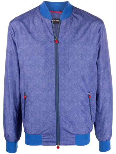 Shop Kiton Zip-up Bomber Jacket In Blau