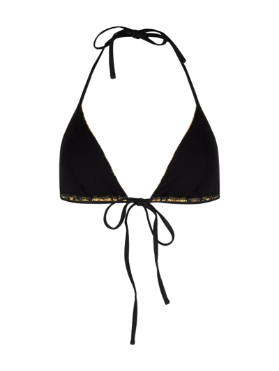 Shop Versace Baroque-print Bikini Top In Gelb
