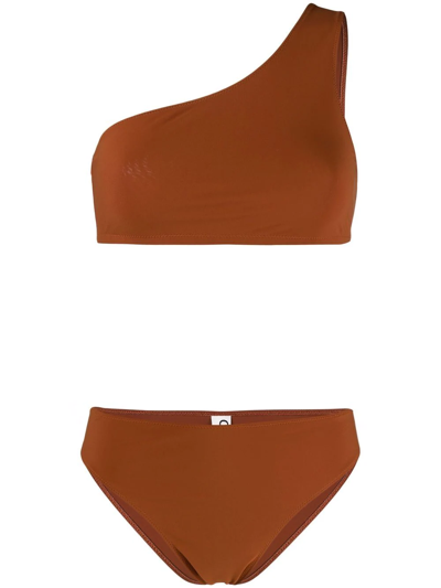 Shop Lido One-shoulder Bikini In Braun