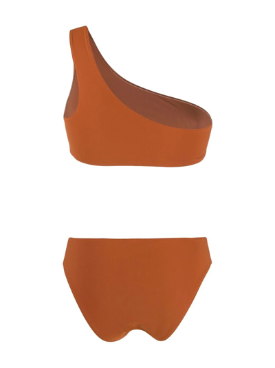Shop Lido One-shoulder Bikini In Braun