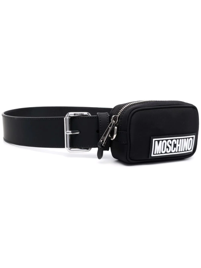 Shop Moschino Logo-pouch Belt In Schwarz